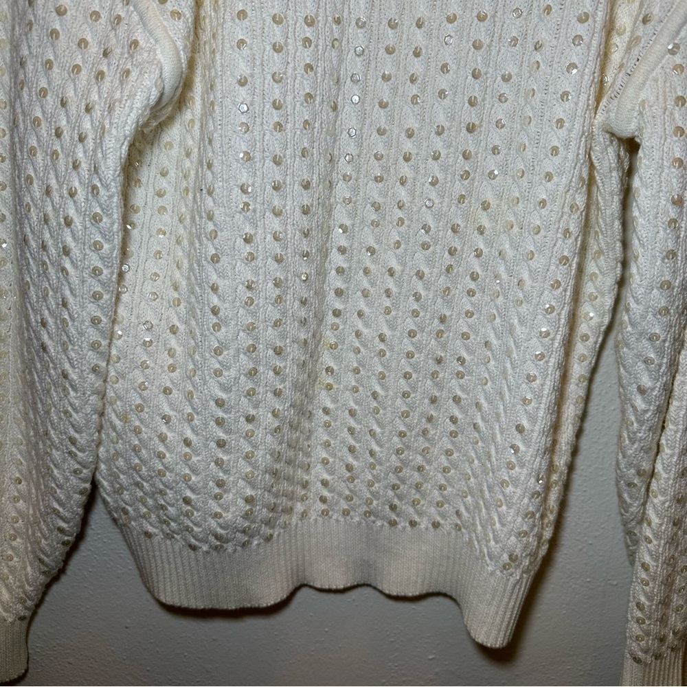 Eleanor P Brenner Vintage Gold Trim White Sweater Size Small - Picture 7 of 10